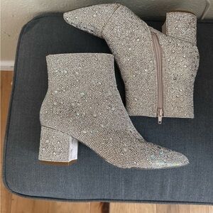 Betsey Johnson Sparkling Silver Ankle Boots